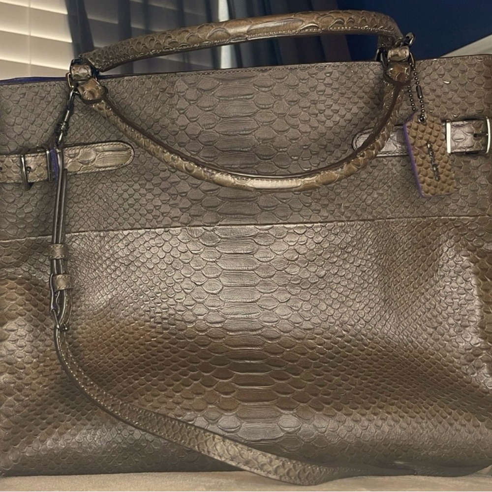 Coach Brown Textured Borough Bag - Picture 6 of 7